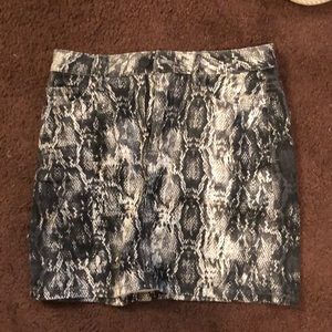 Zara snakeskin denim skirt